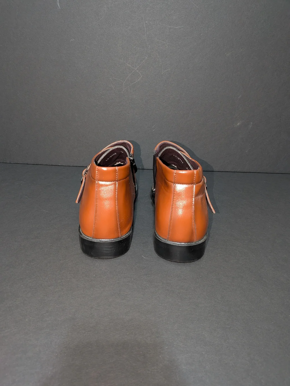 Jingpin Men's Brown Leather Side-Zip Ankle Boots Size 46